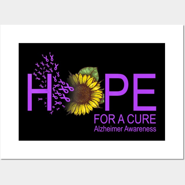 Hope For A Cure Alzheimer Awareness Sunflower Lover Gift Wall Art by thuylinh8